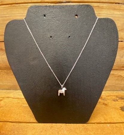 Halsband Dalahäst marmor silverfärgad